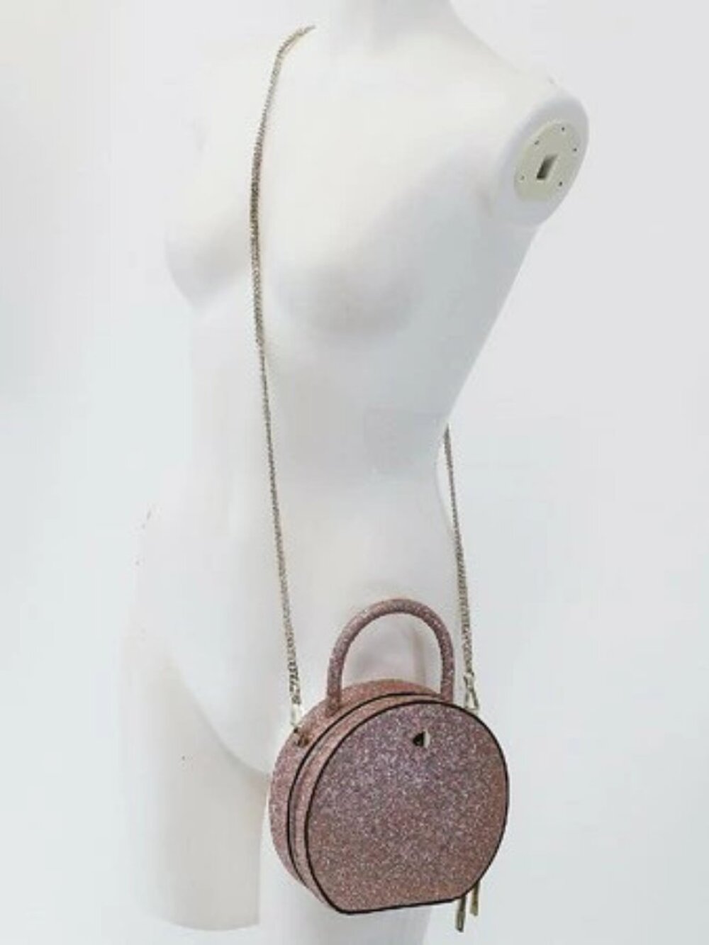Kate Spade Andi Glitter Mini Chain Canteen Crossbody Bag Pink